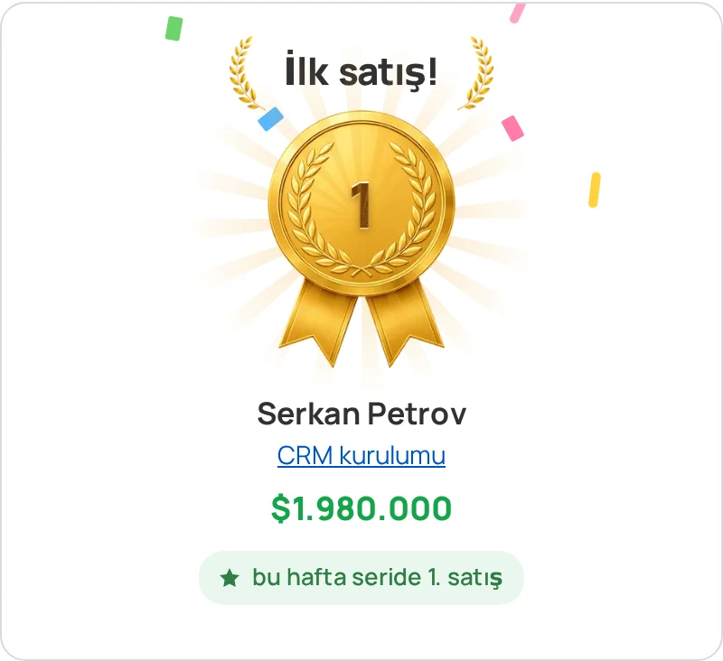 Sales Arena penceresi: «İlk satış» seviyesi